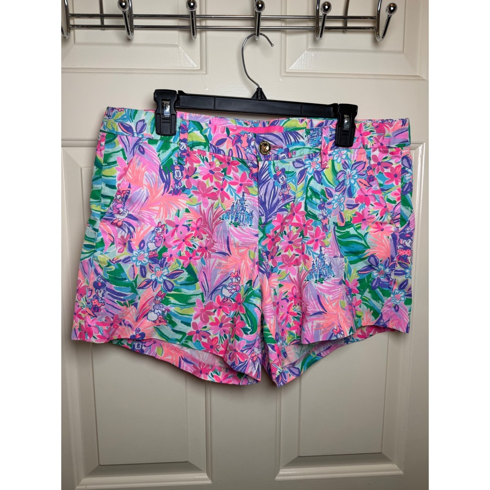 Lilly Pulitzer Disney Dreamin Callahan Shorts Floral Mickey Minnie Pink Blue 12